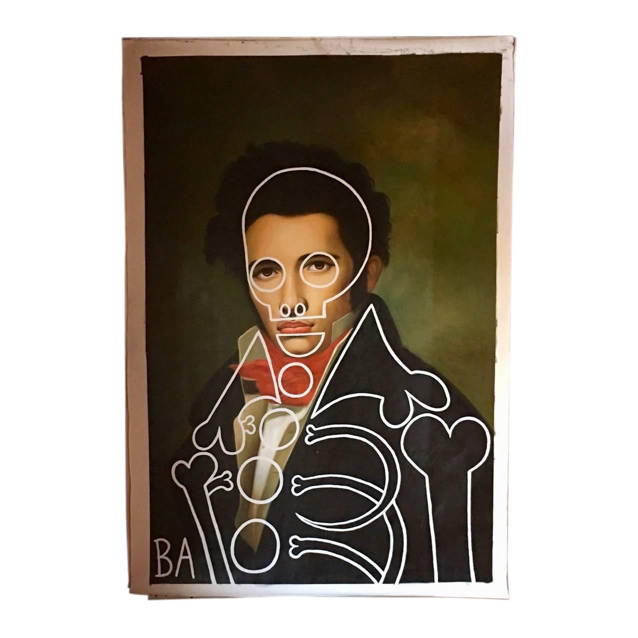 Massive Original "Portrait of Leon Cogniet" Oil Painting by Butch Anthony