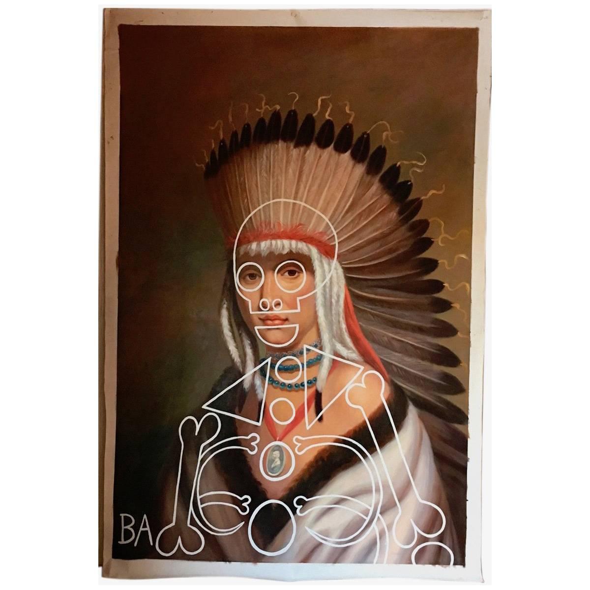 Monumental Original "Petal-e-Sharo Pawnee Indian" Oil Painting by Butch Anthony
