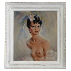 Cesar Vilol French Art Deco Lady Oil on Canvas, 1930 3