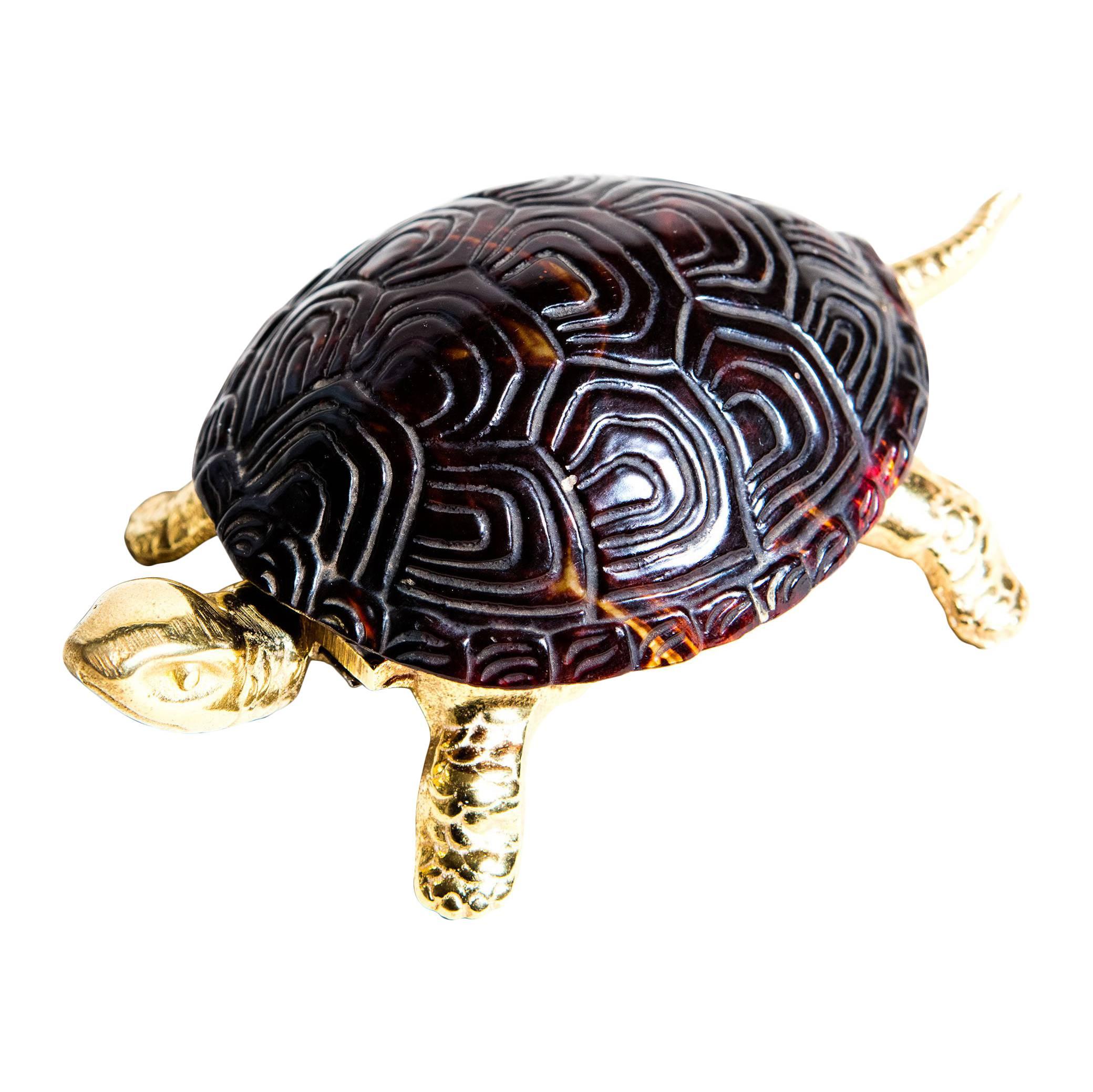 Gold Tortoise Bell with Faux Tortoiseshell Top