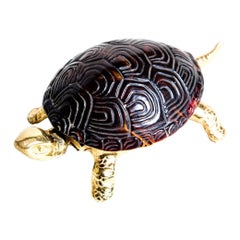 Antique Gold Tortoise Bell with Faux Tortoiseshell Top