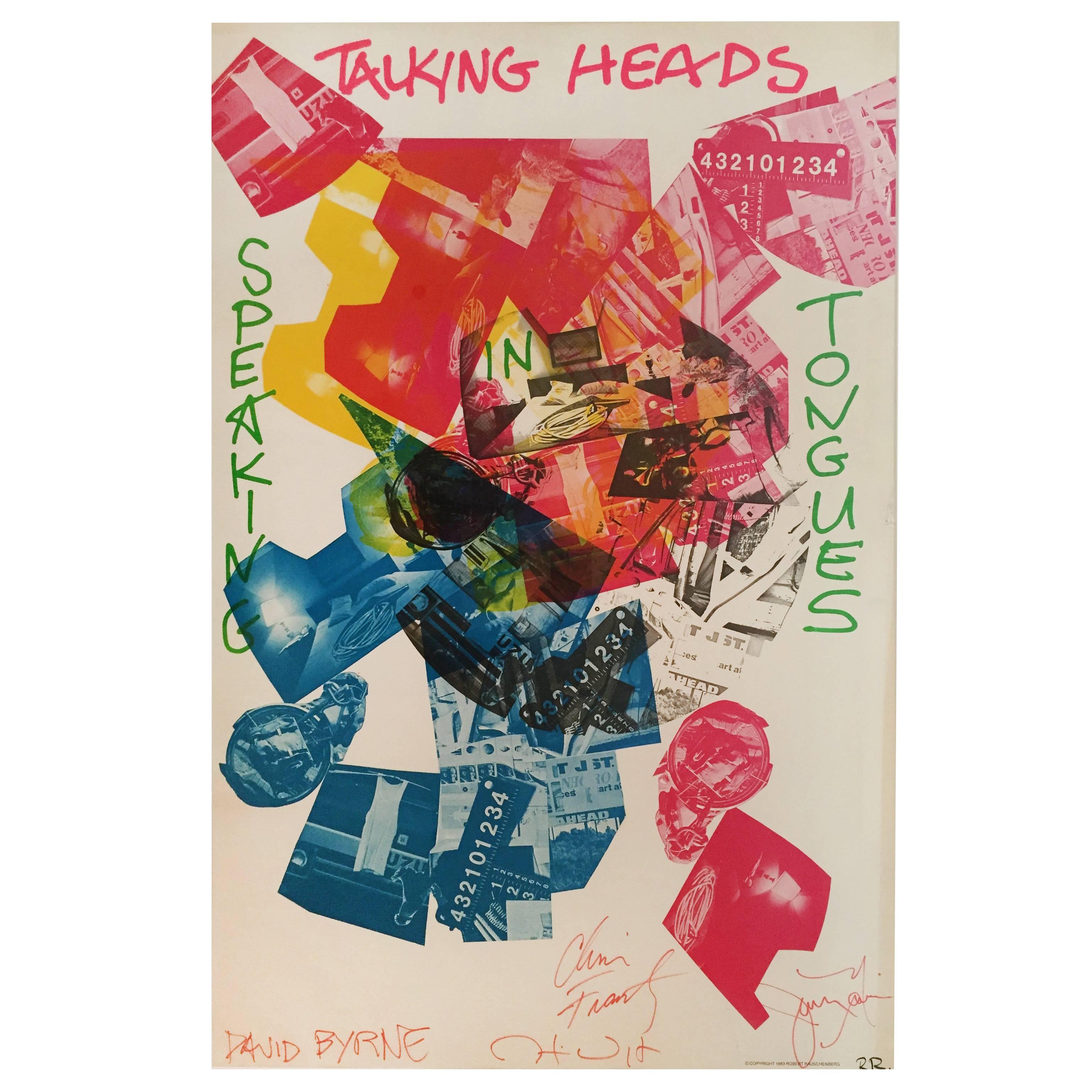 Robert Rauschenberg Poster "Speaking in Tongues, Talking Heads, " Signed 1983