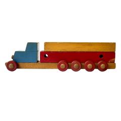 Vintage Folk Art Stack Truck in Hand Painted Wood, USA, Mid-20th Century