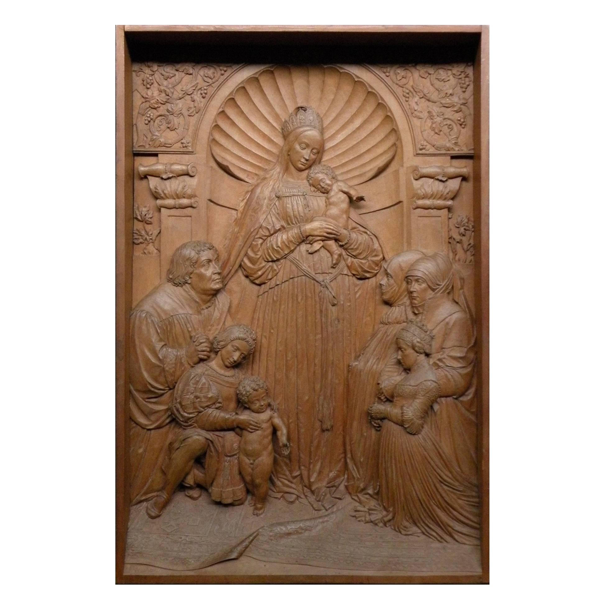 19th century Bas-Relief by Peter Nocker after Hans Holbein's Darmstadter Madonna