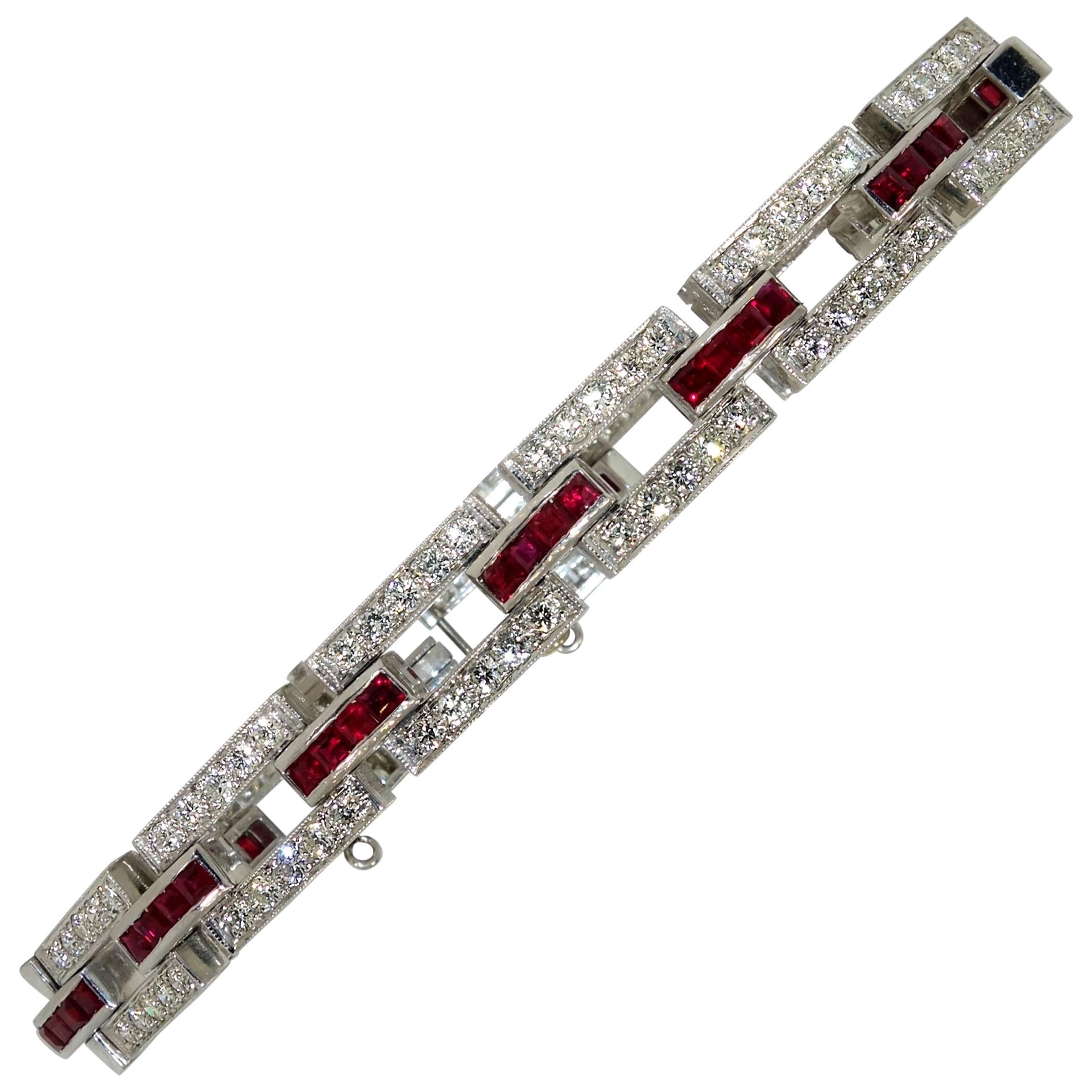 Ruby Diamond Platinum Bracelet