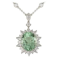 Tiffany & Co. Green Tourmaline Diamond Platinum Pendant 12
