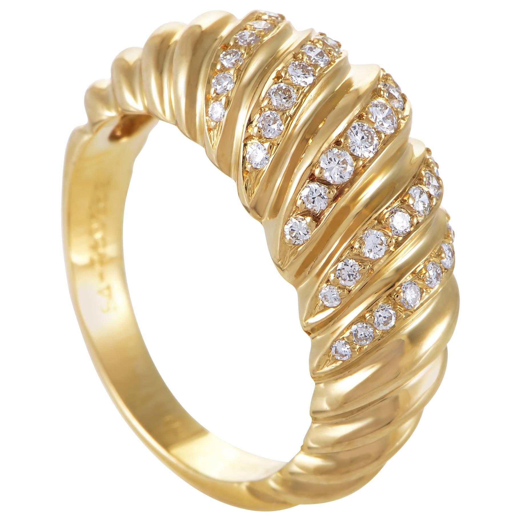 Cartier Diamant Gelbgold Ridged Band Ring