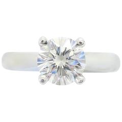 Certified 1.00 Carat Round Diamond Platinum Solitare Engagement Ring