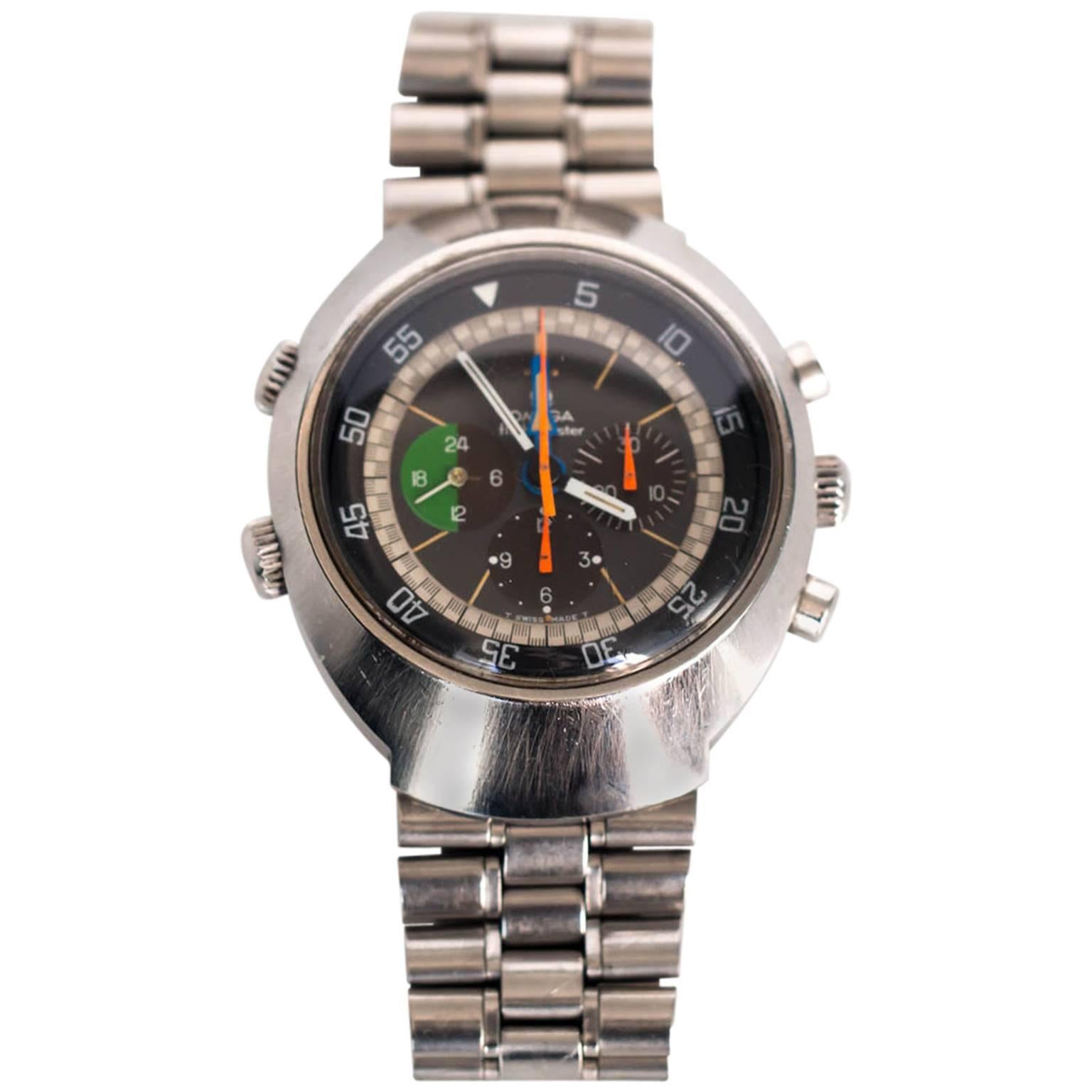 1971 Steel Omega Flightmaster Automatic Chronograph Watch