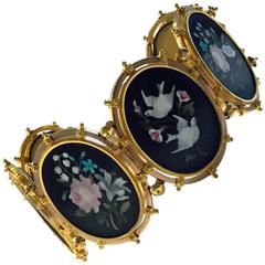 Antique 18K Pietra Dura large Bracelet, Italian C.1875