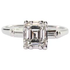 Art Deco  1 Carat Emerald Cut Diamond Engagement Ring