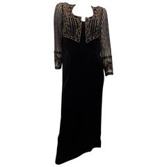Vintage Bob Mackie black Gown Wit Beaded illusion boilero sz ^