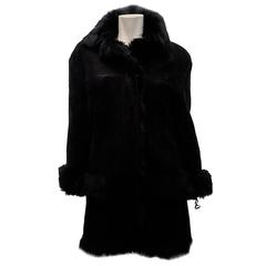 Gucci black long hair luxurious  shearling coat jacket sz  40