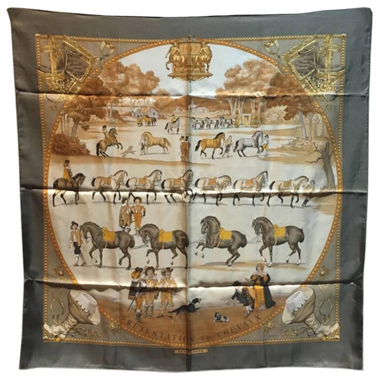 Hermes Vintage Presentation de Chevals Silk Scarf
