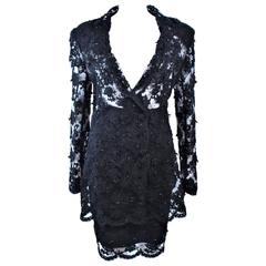 FETOUN Black Sequin Lace Skirt Suit Size 12 9
