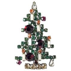 Retro Weiss 6 Candle Christmas Tree Pin