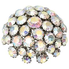 Signed Warner Bora Aurealis Crystal Dome Vintage Pin/ Brooch/ SALE 9