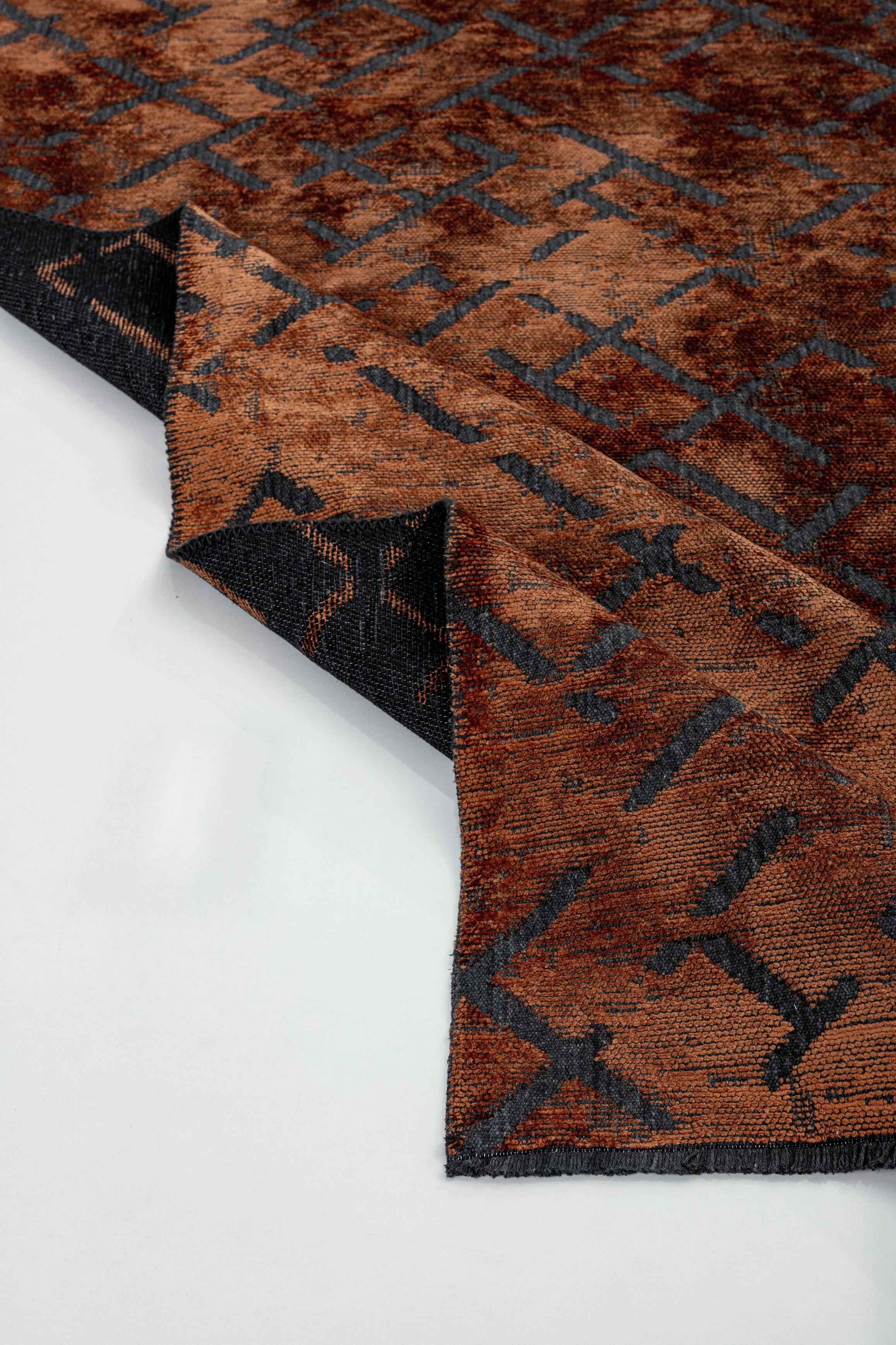 For Sale:  (Orange) Modern Abstract Luxury Hand-Finished Area Rug 4