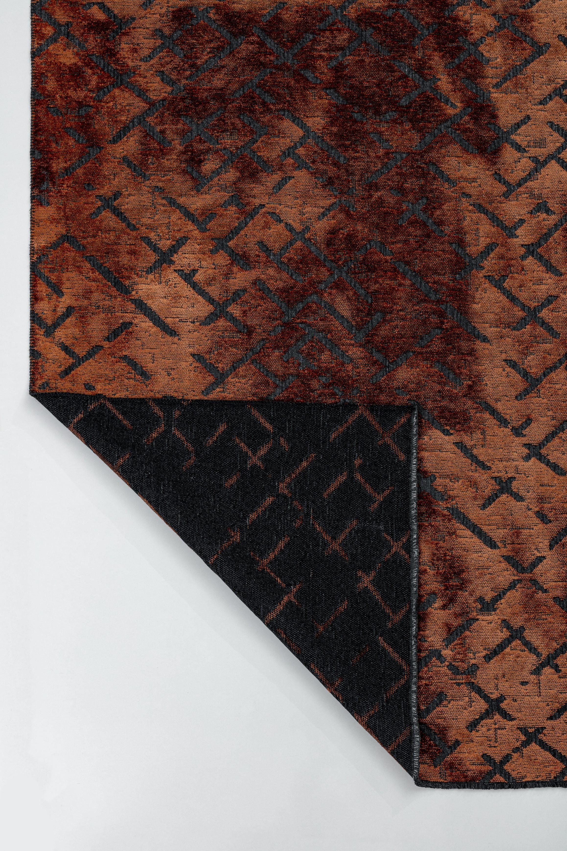 For Sale:  (Orange) Modern Abstract Luxury Hand-Finished Area Rug 3