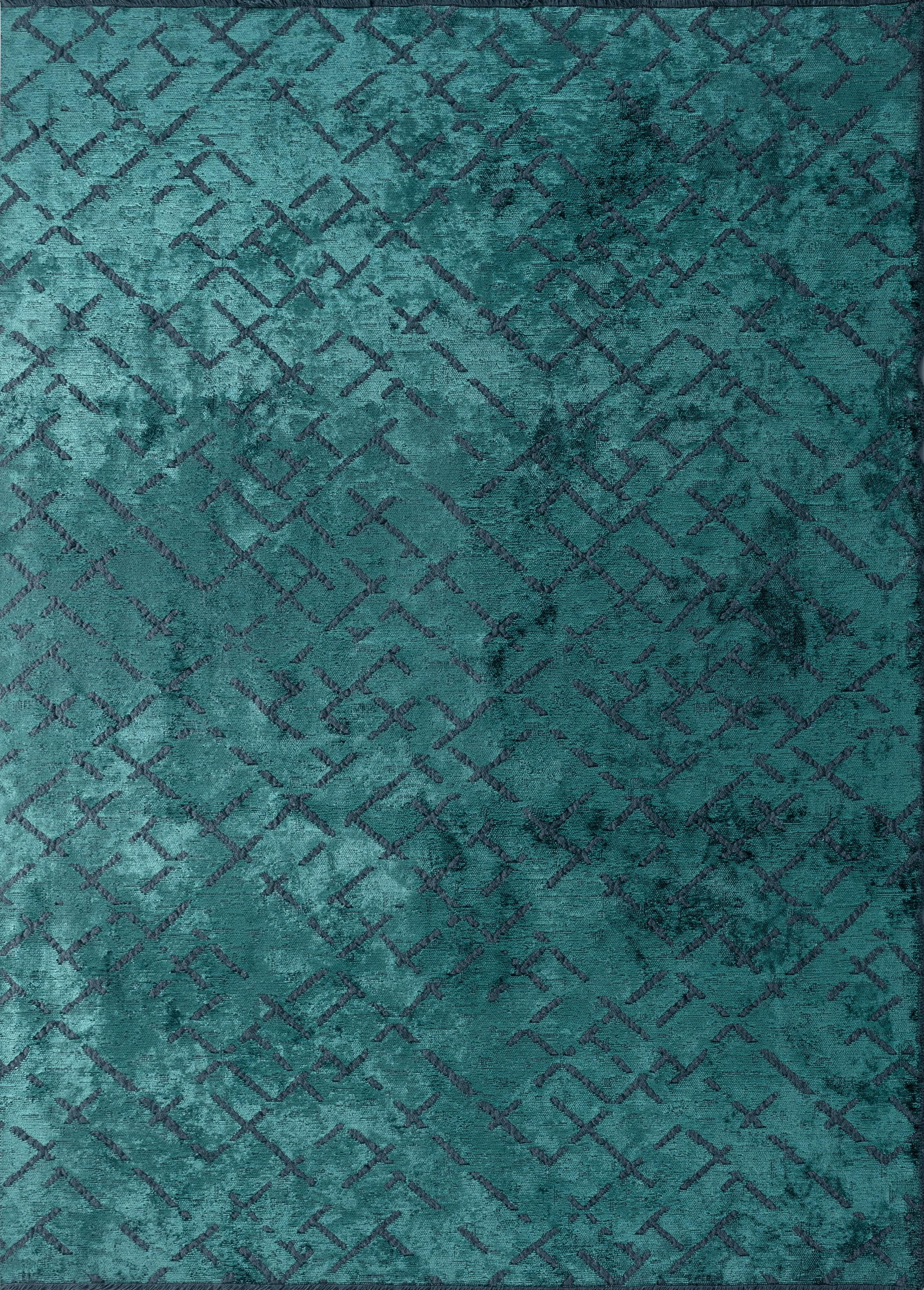 For Sale:  (Green) Modern Abstract Luxury Hand-Finished Area Rug