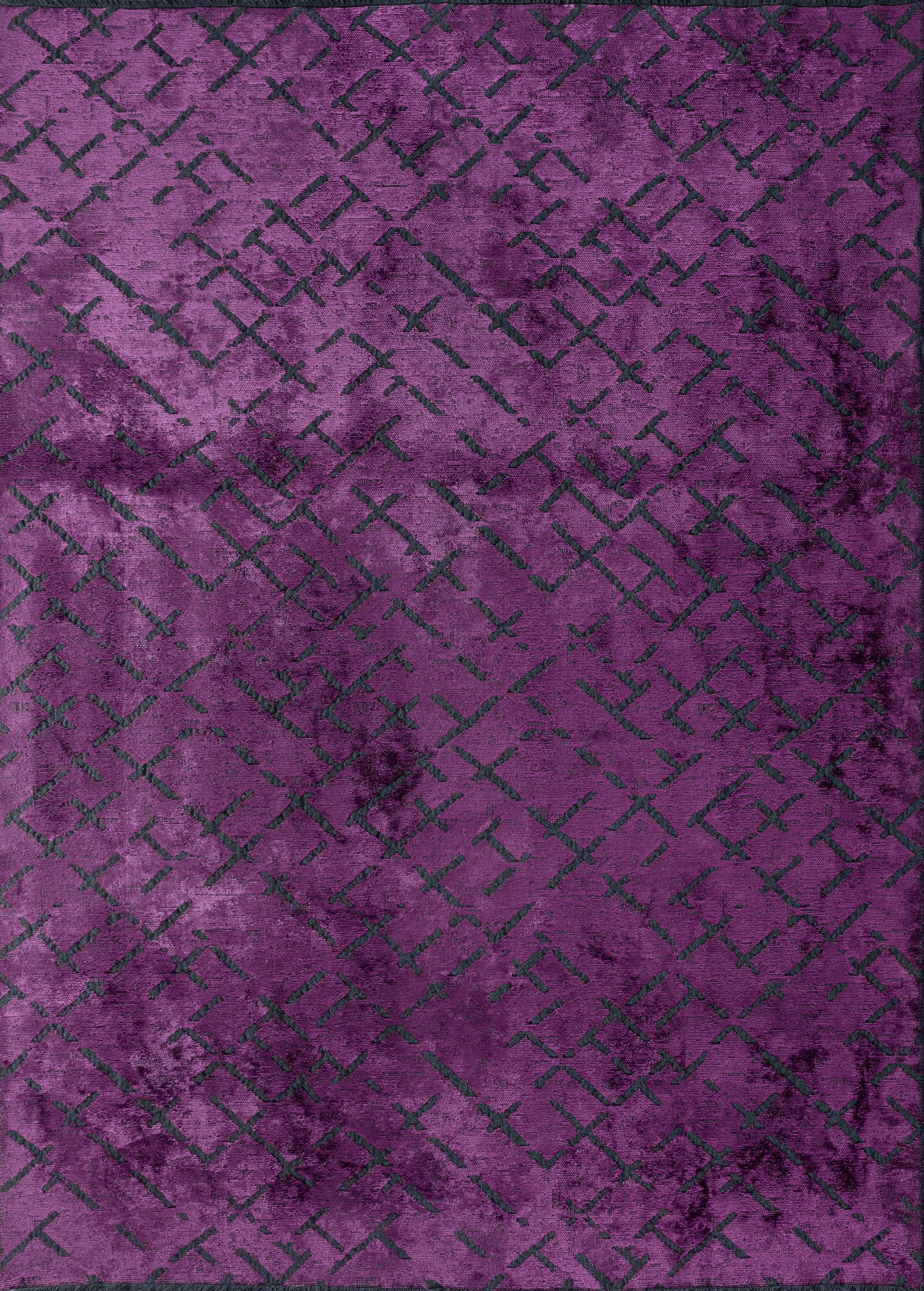 For Sale:  (Purple) Modern Abstract Luxury Hand-Finished Area Rug