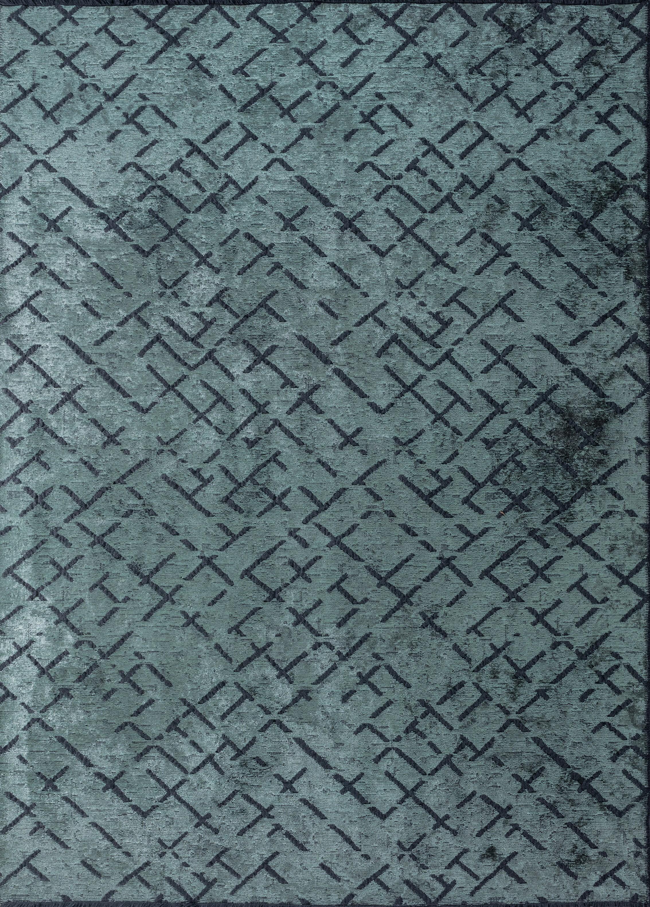 For Sale:  (Blue) Modern Abstract Luxury Hand-Finished Area Rug