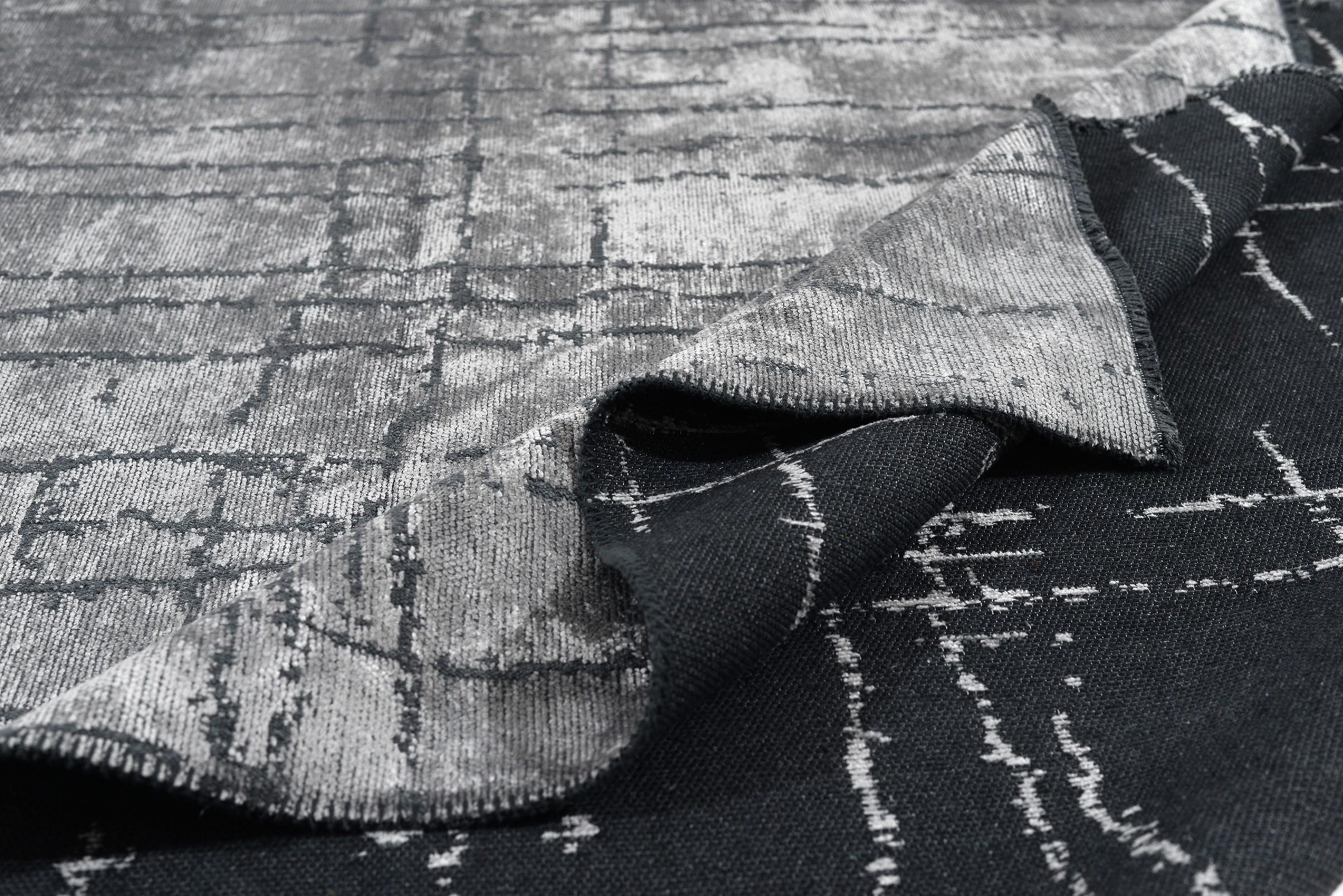 En vente :  (Gris) Tapis de sol Moderns Abstract Luxury, fini à la main 2