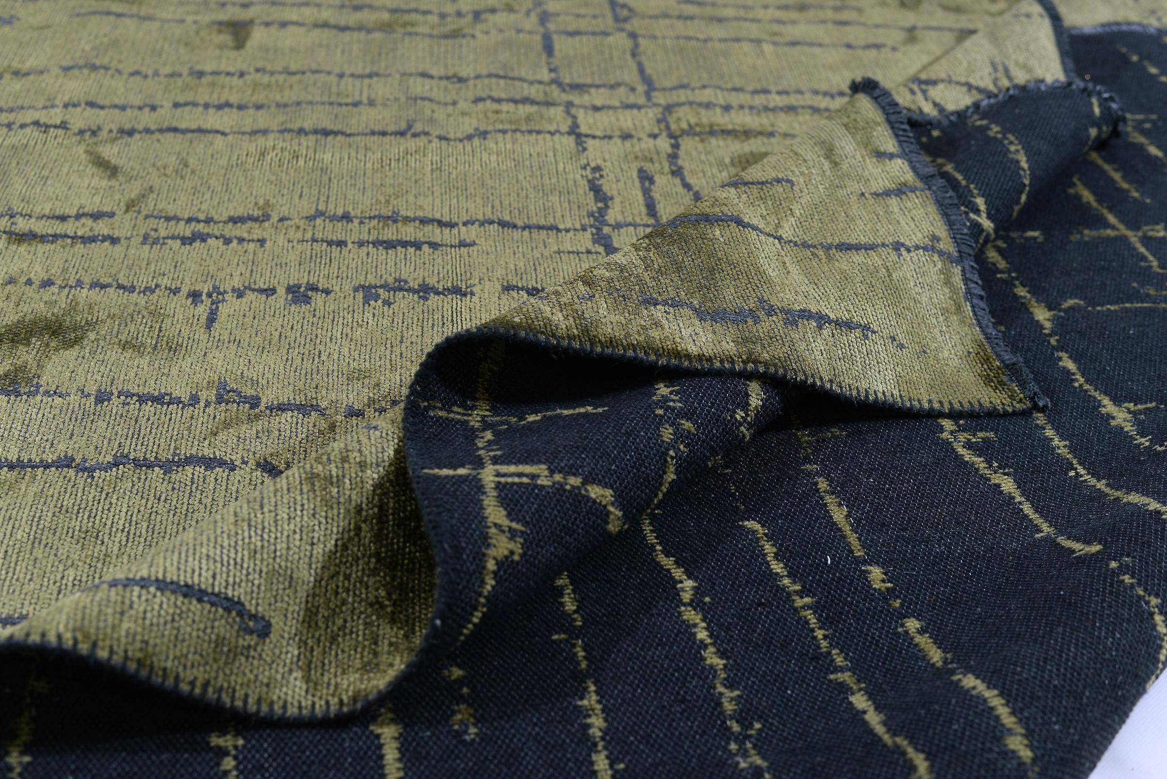 En vente :  (Vert) Tapis de sol Moderns Abstract Luxury, fini à la main 2