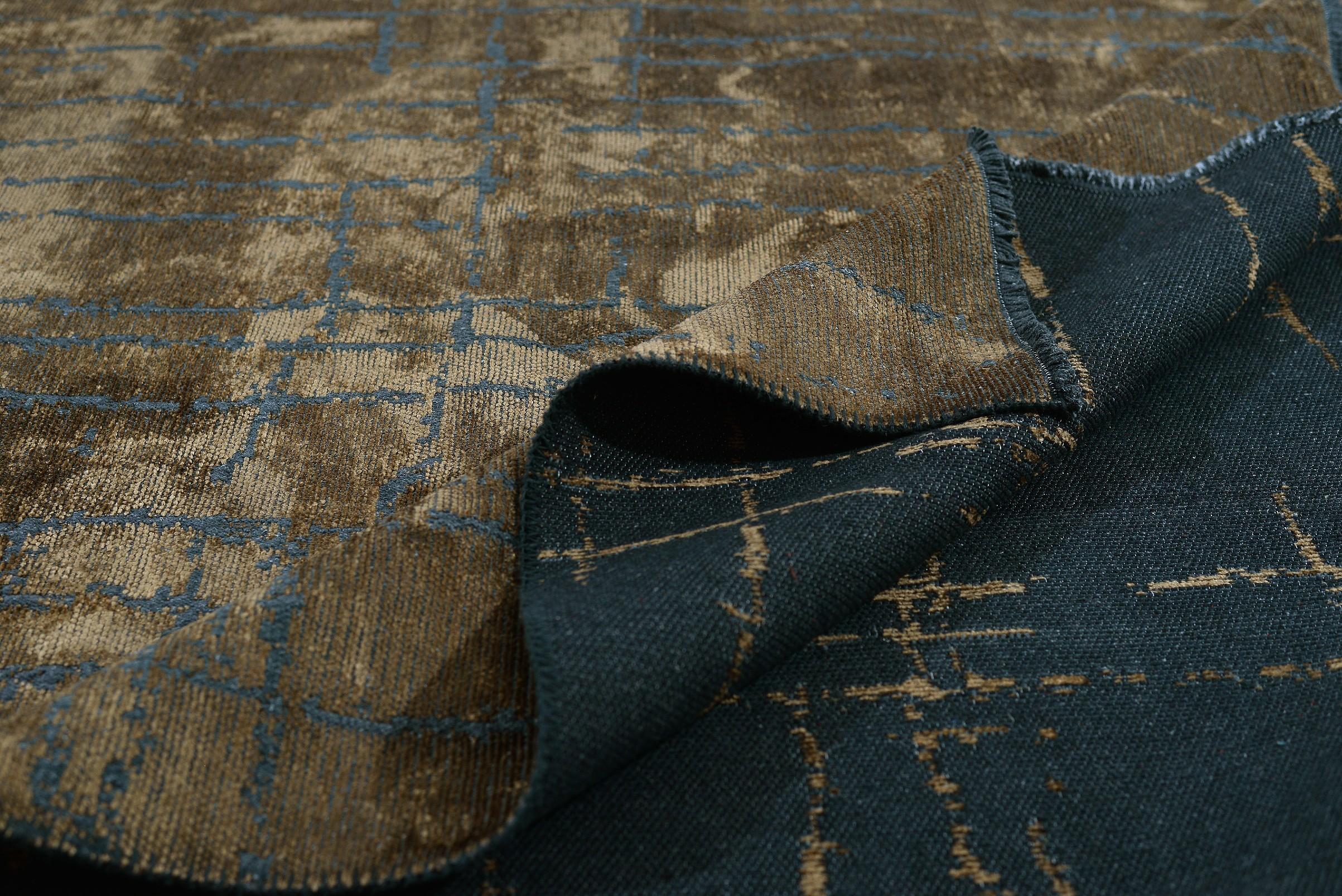 En vente :  (Marron) Tapis de sol Moderns Abstract Luxury, fini à la main 2