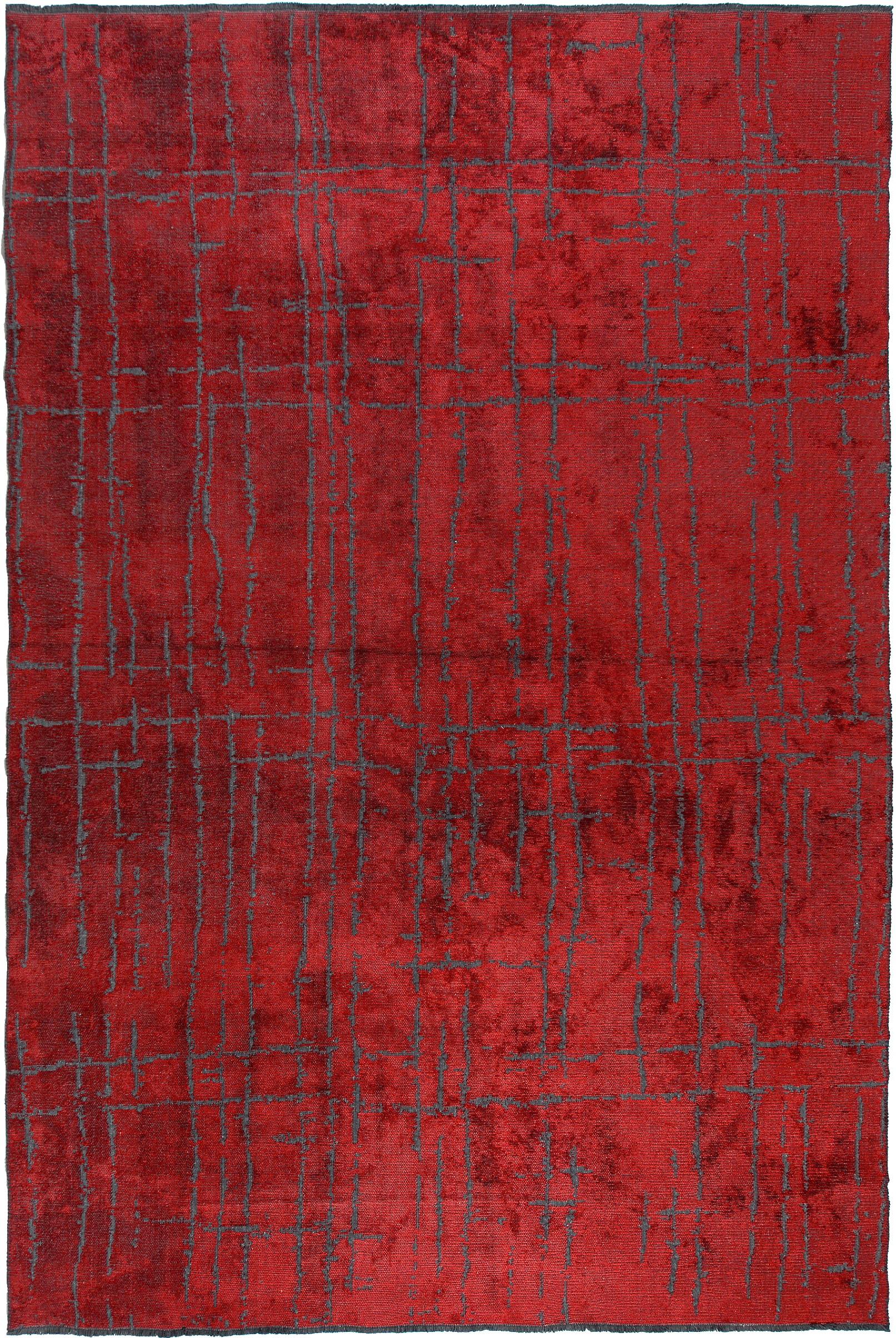 En vente :  (Rouge) Tapis de sol Moderns Abstract Luxury, fini à la main