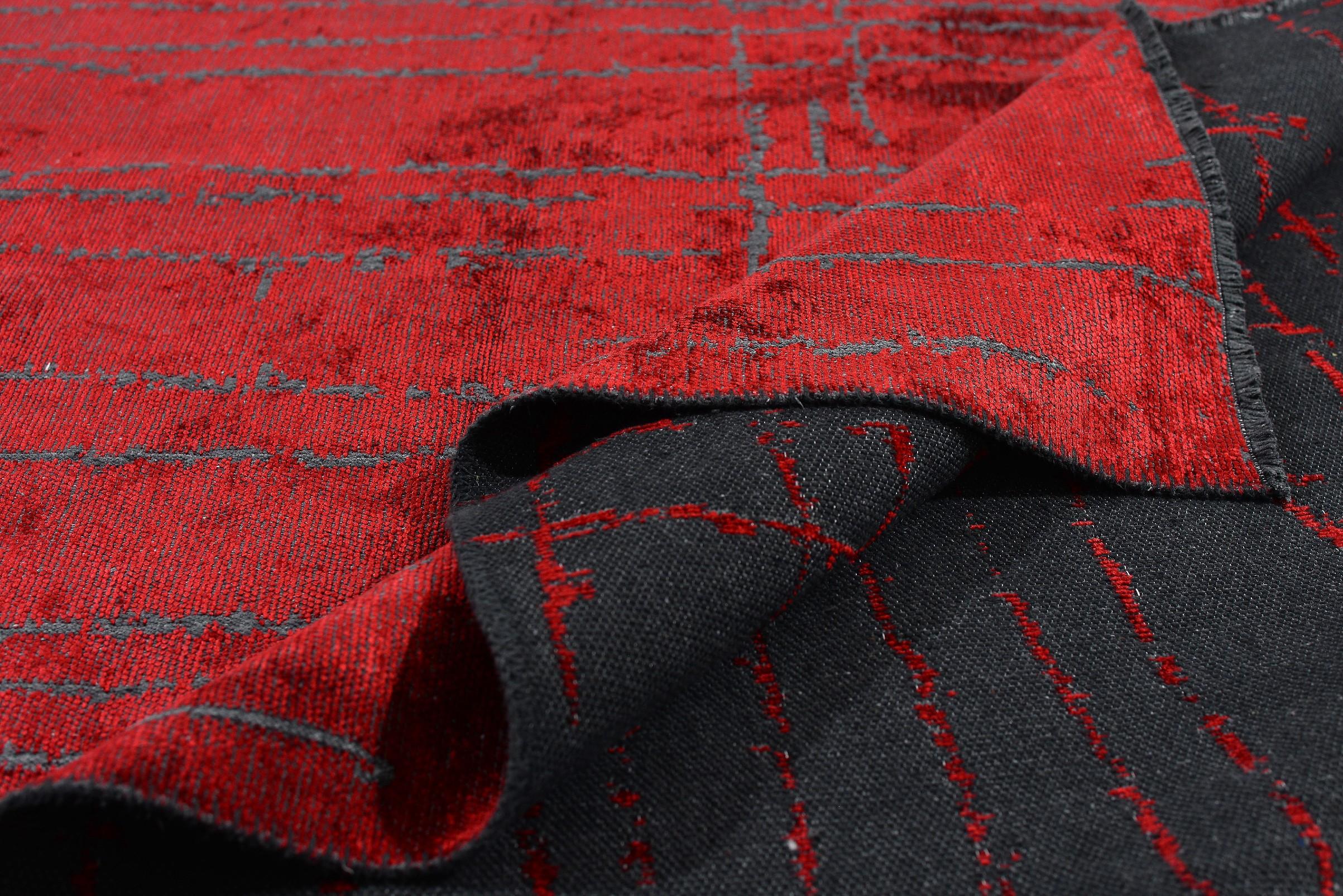 En vente :  (Rouge) Tapis de sol Moderns Abstract Luxury, fini à la main 2