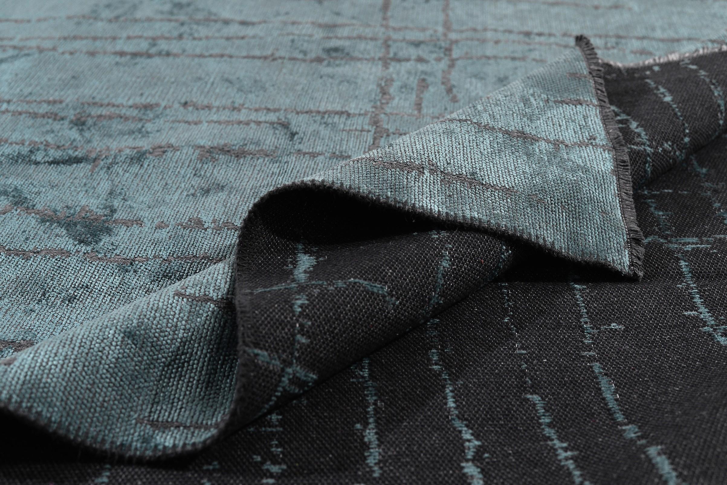 En vente :  (Bleu) Tapis de sol Moderns Abstract Luxury, fini à la main 2