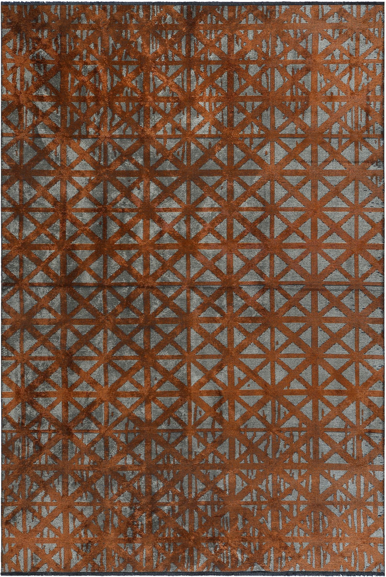 En vente :  (Beige) Tapis moderne et géométrique de luxe tissé à la main