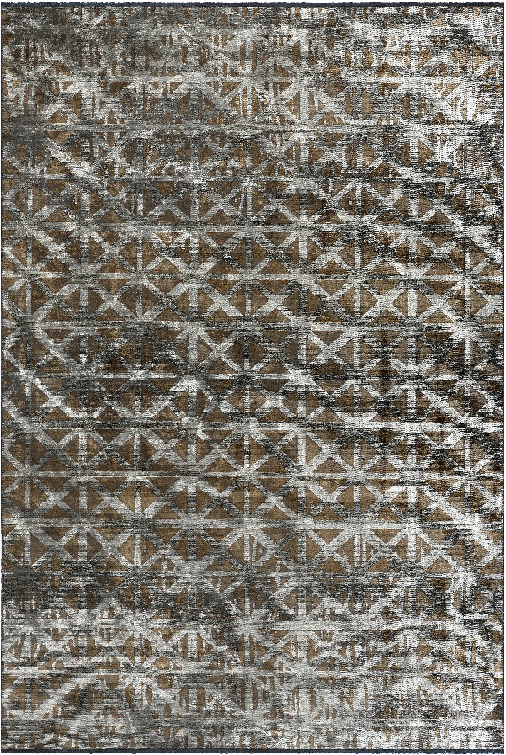 En vente :  (Marron) Tapis moderne et géométrique de luxe tissé à la main