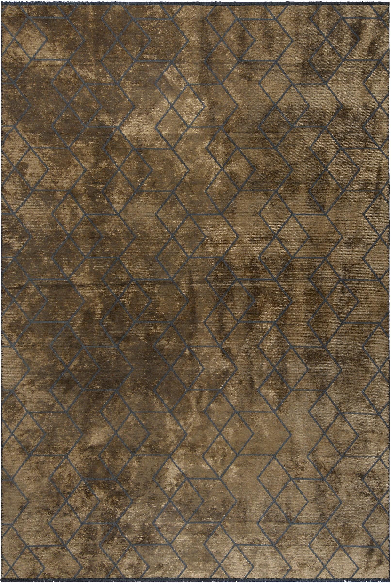 En vente :  (Marron) Tapis de sol contemporain géométrique de luxe