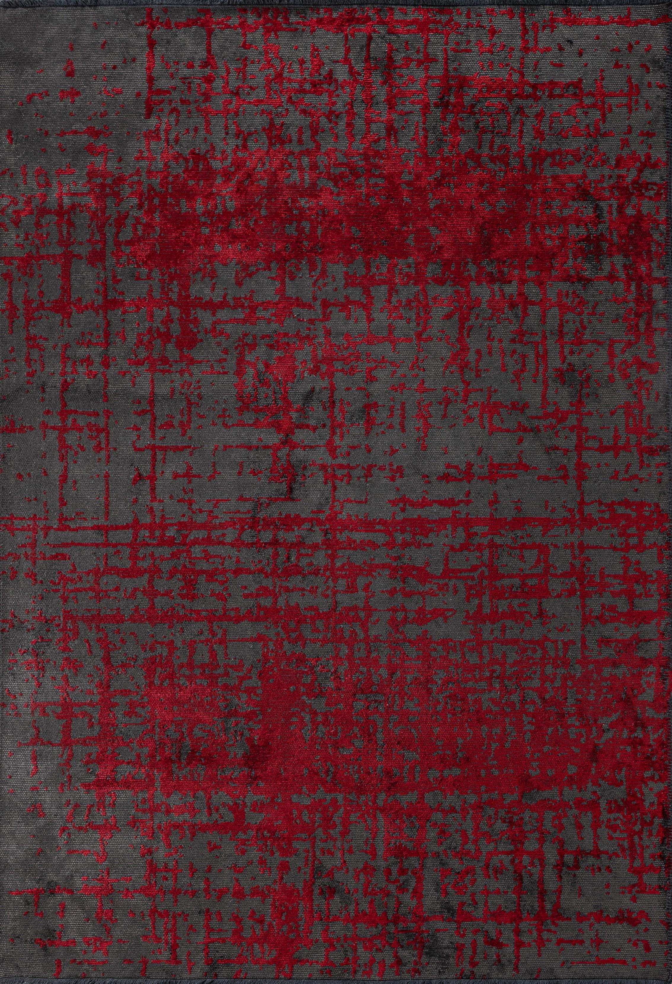 En venta: Alfombra Abstracta Moderna de Lujo Acabada a Mano  (Rojo)