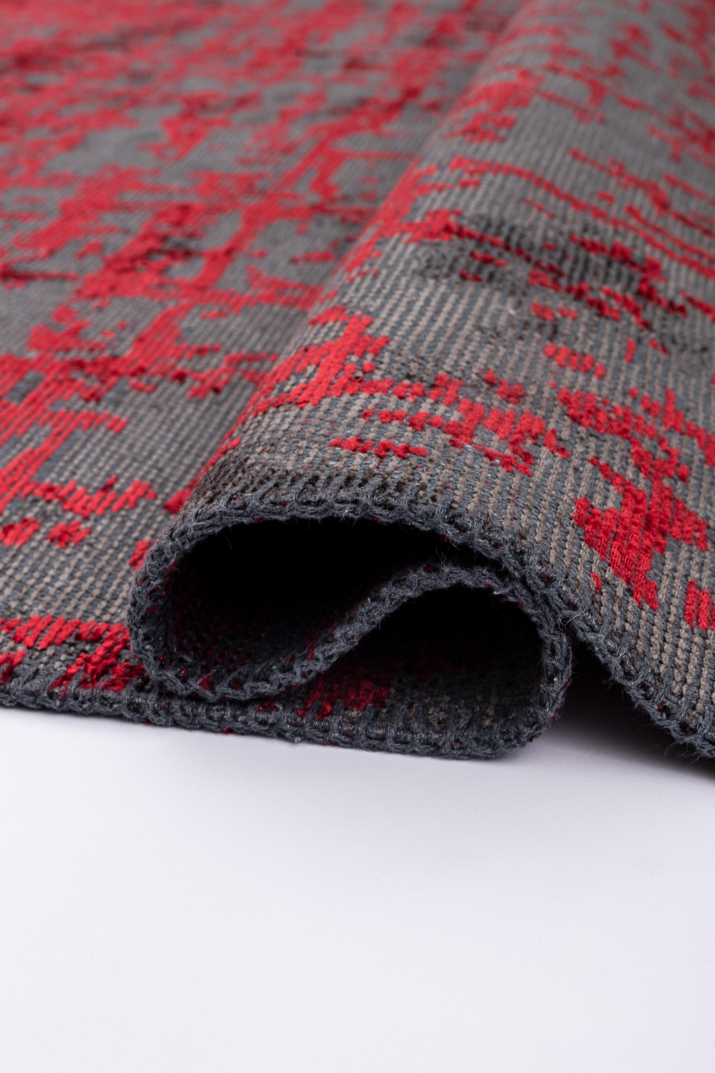 En venta: Alfombra Abstracta Moderna de Lujo Acabada a Mano  (Rojo) 2