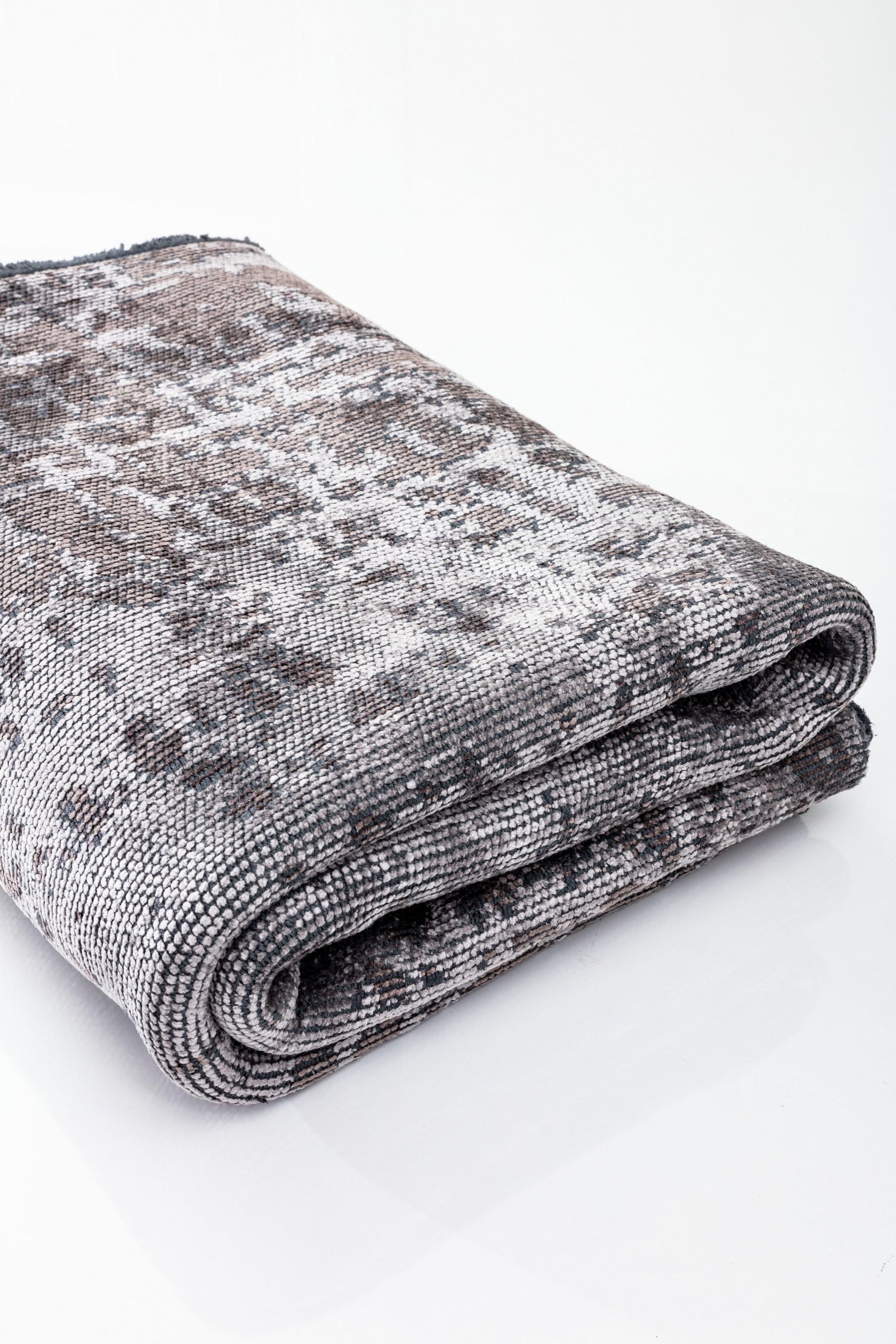 En venta: Alfombra Abstracta Moderna de Lujo Acabada a Mano  (Gris) 4