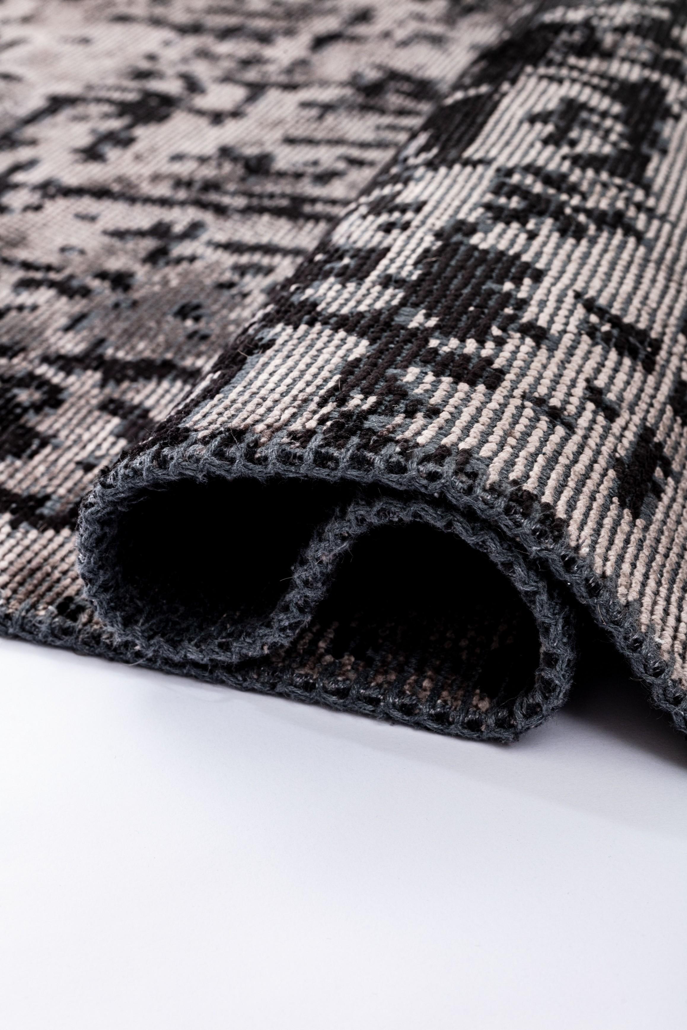 En venta: Alfombra Abstracta Moderna de Lujo Acabada a Mano  (Negro) 2