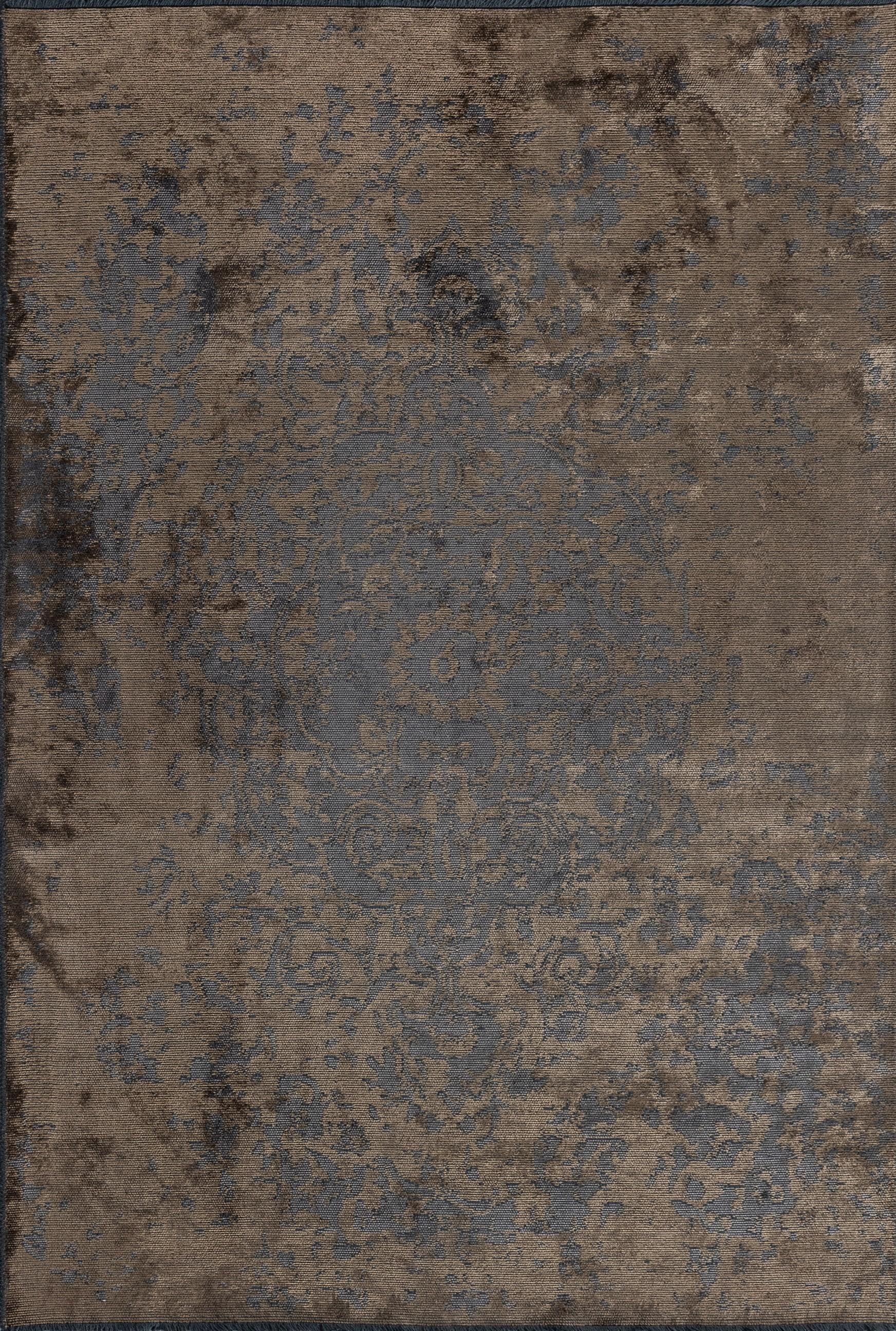For Sale:  (Brown) Contemporary Damask Luxury Hand-Finished Area Rug