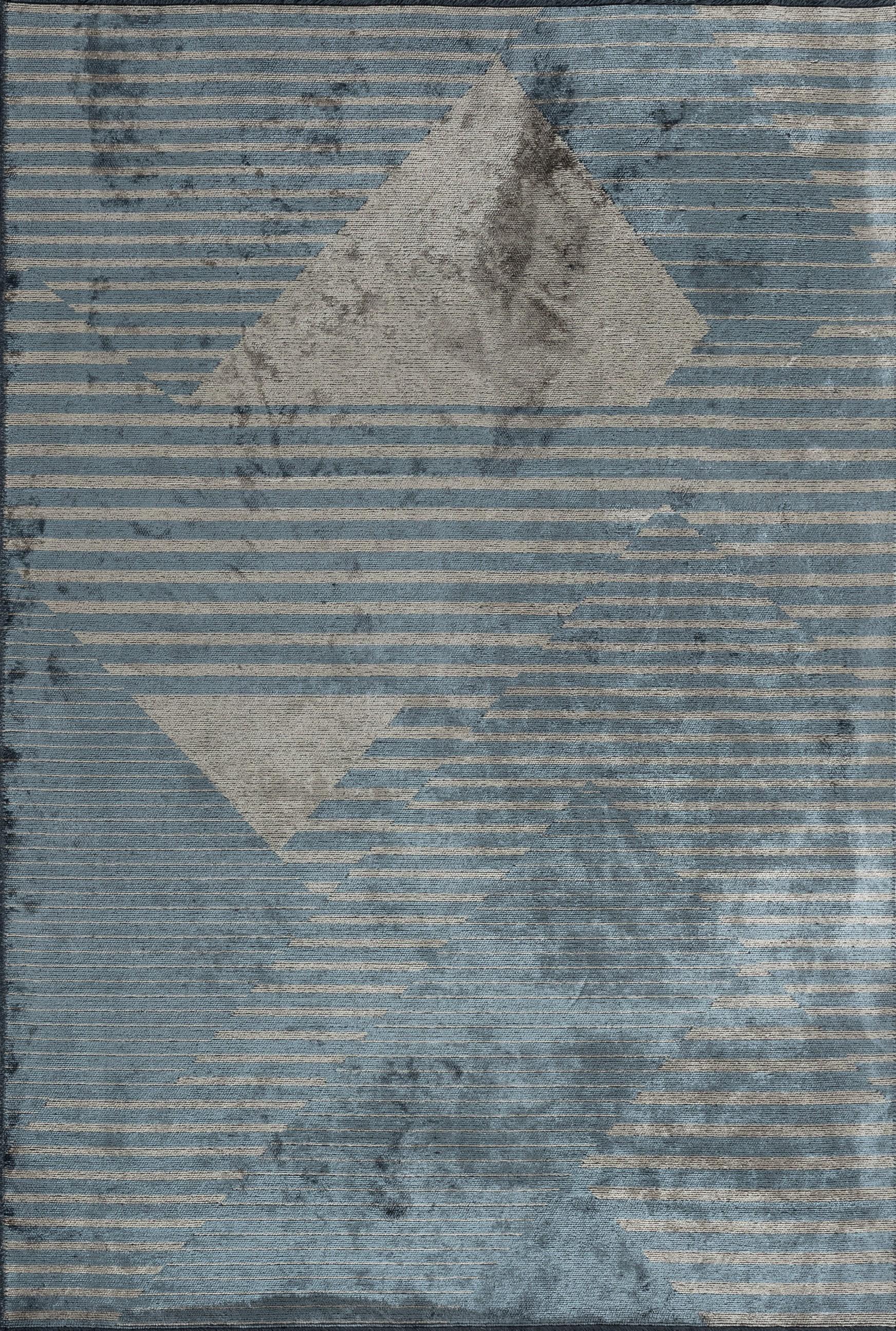 En vente :  (Bleu) Tapis de sol contemporain géométrique de luxe