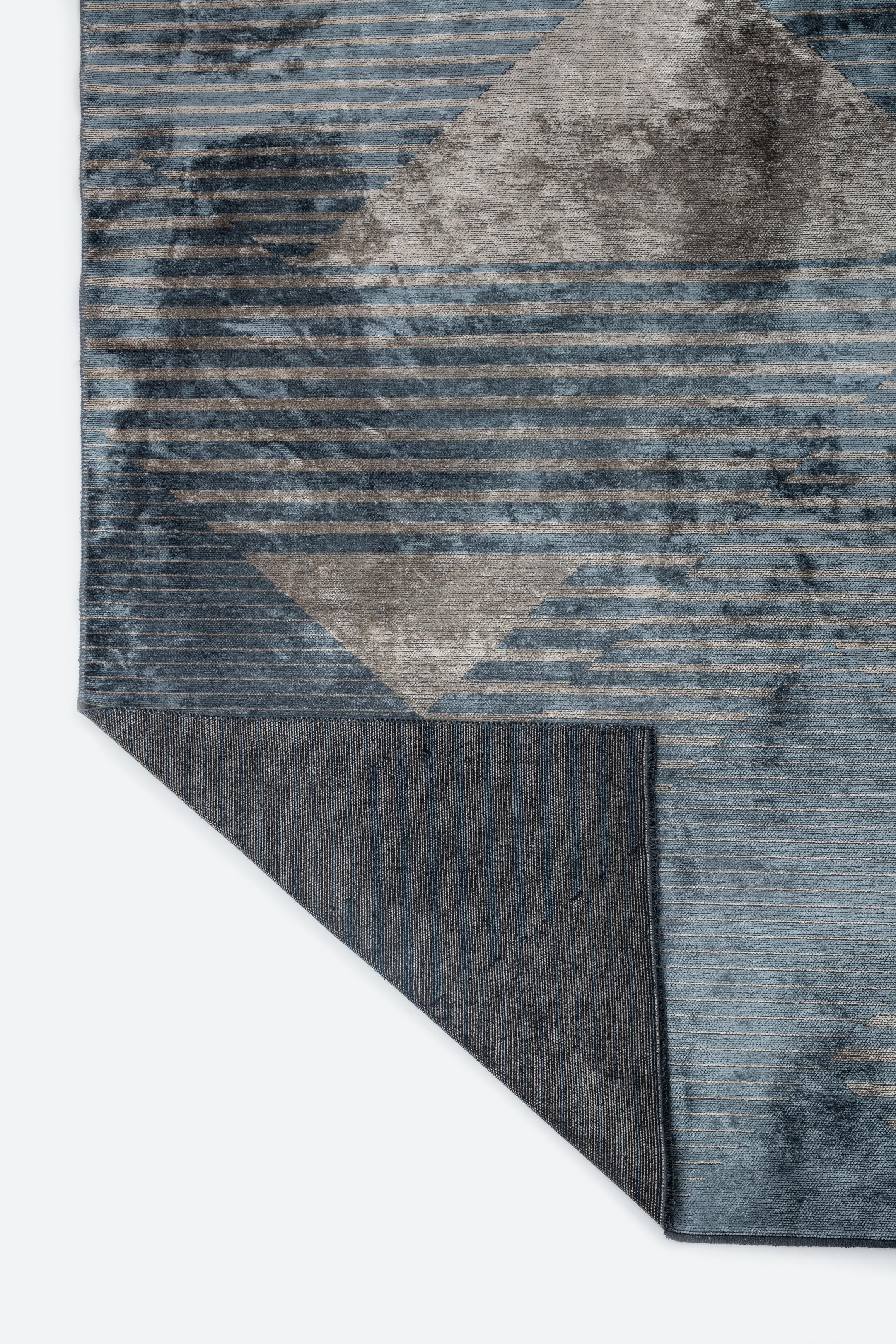 En vente :  (Bleu) Tapis de sol contemporain géométrique de luxe 3