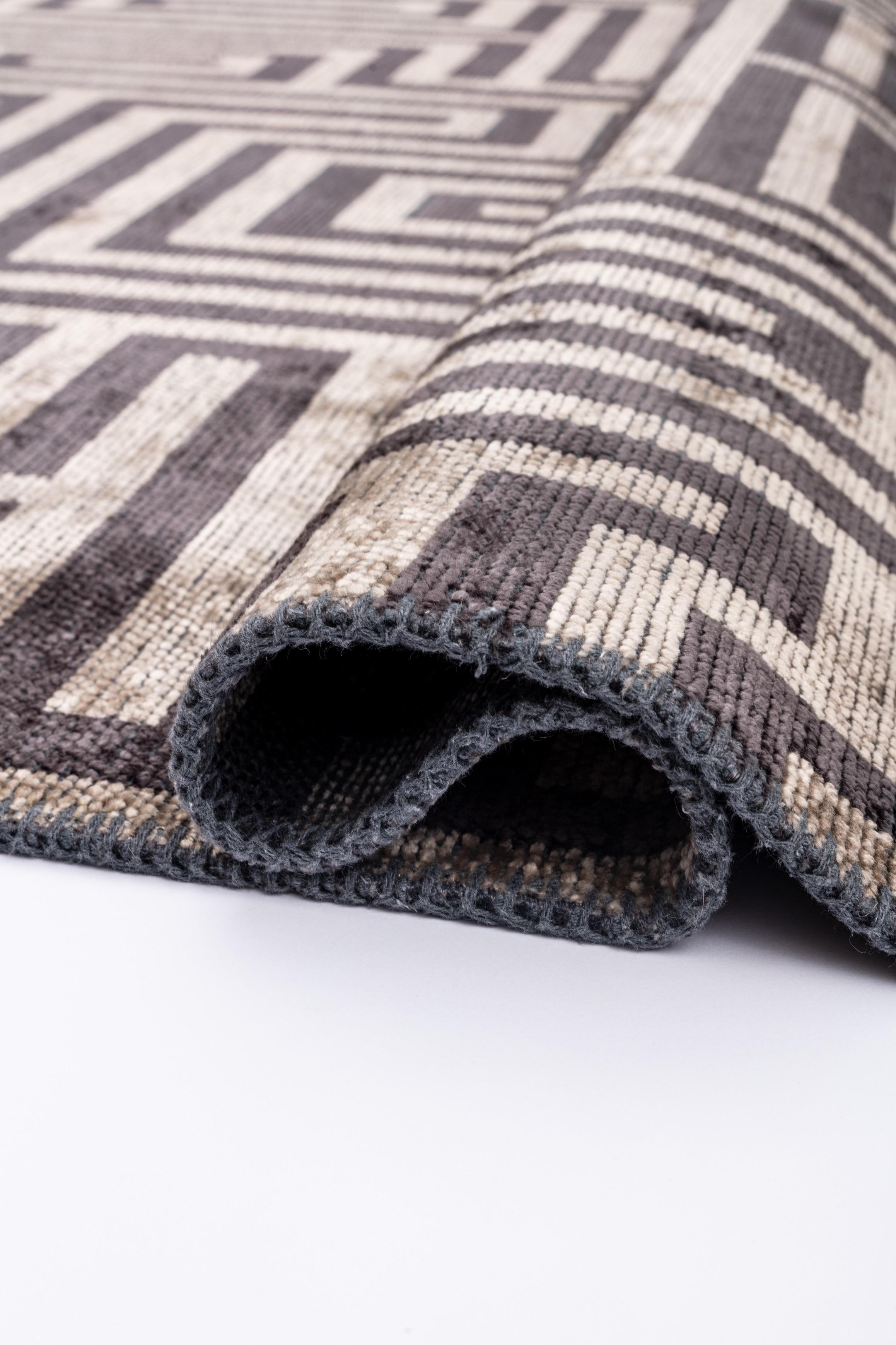 En vente :  (Gris) Tapis de sol contemporain géométrique de luxe 2