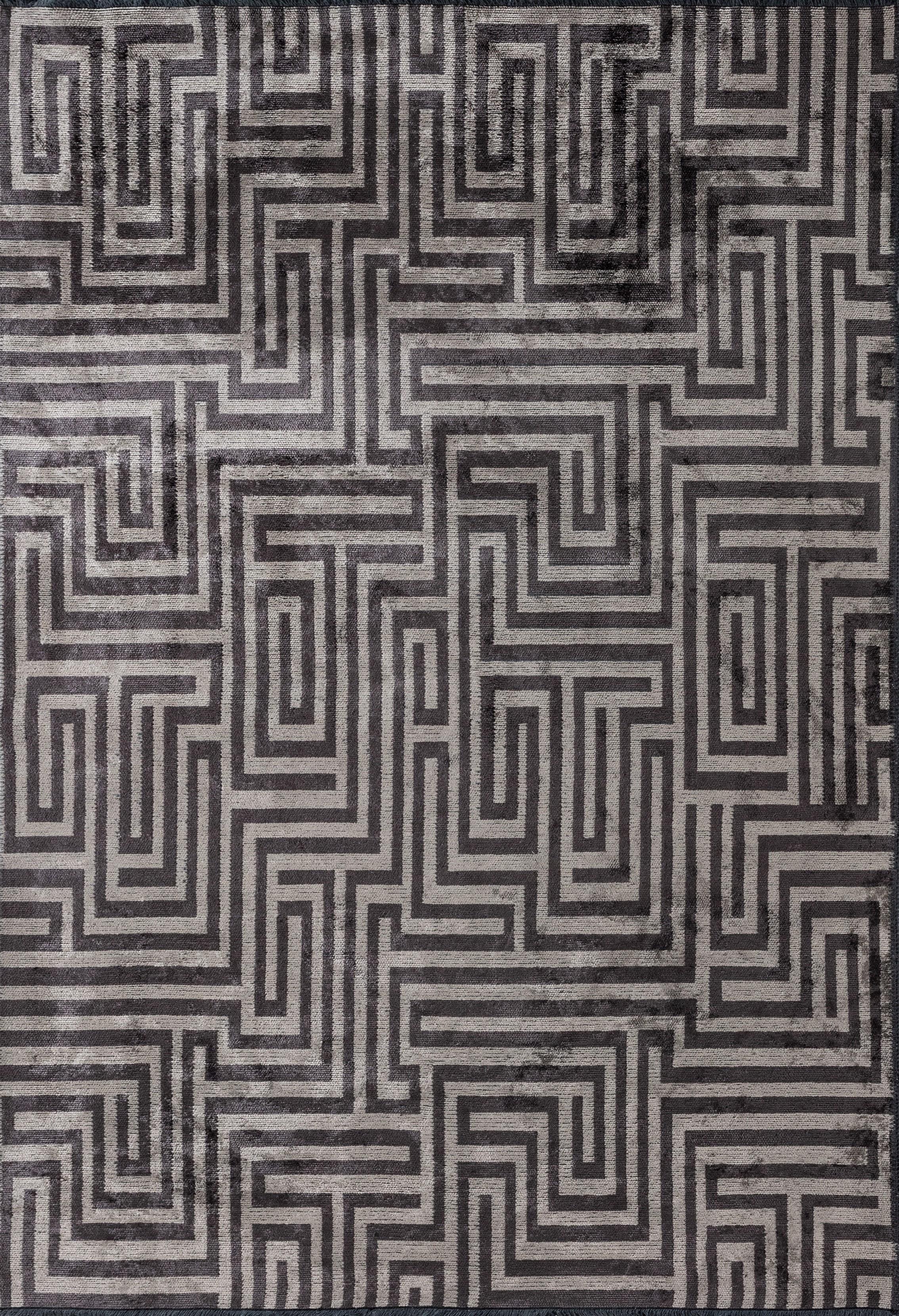 En vente :  (Gris) Tapis de sol contemporain géométrique de luxe