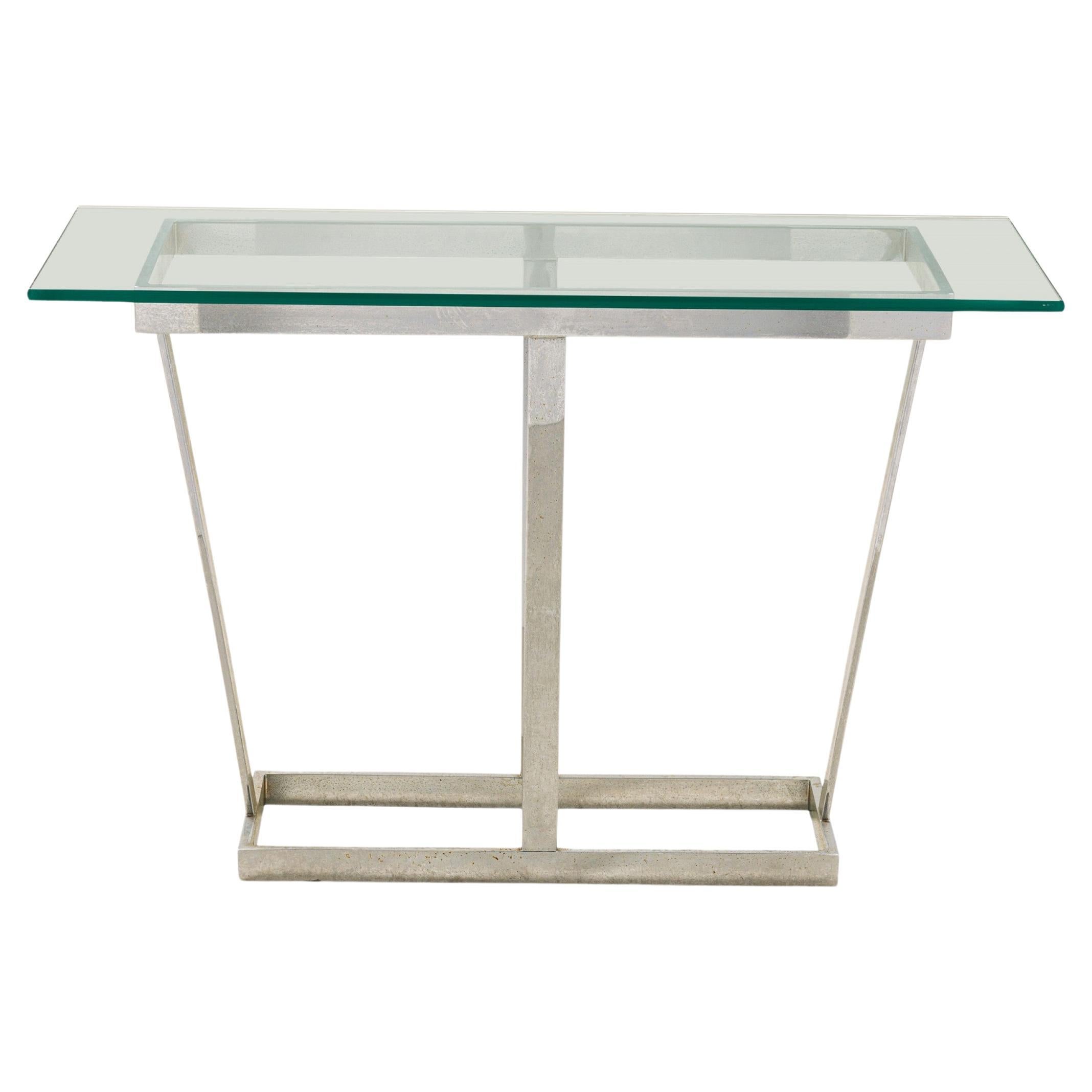 Milo Baughman Console Table, Glass Top with Chrome Frame, Circa 1955