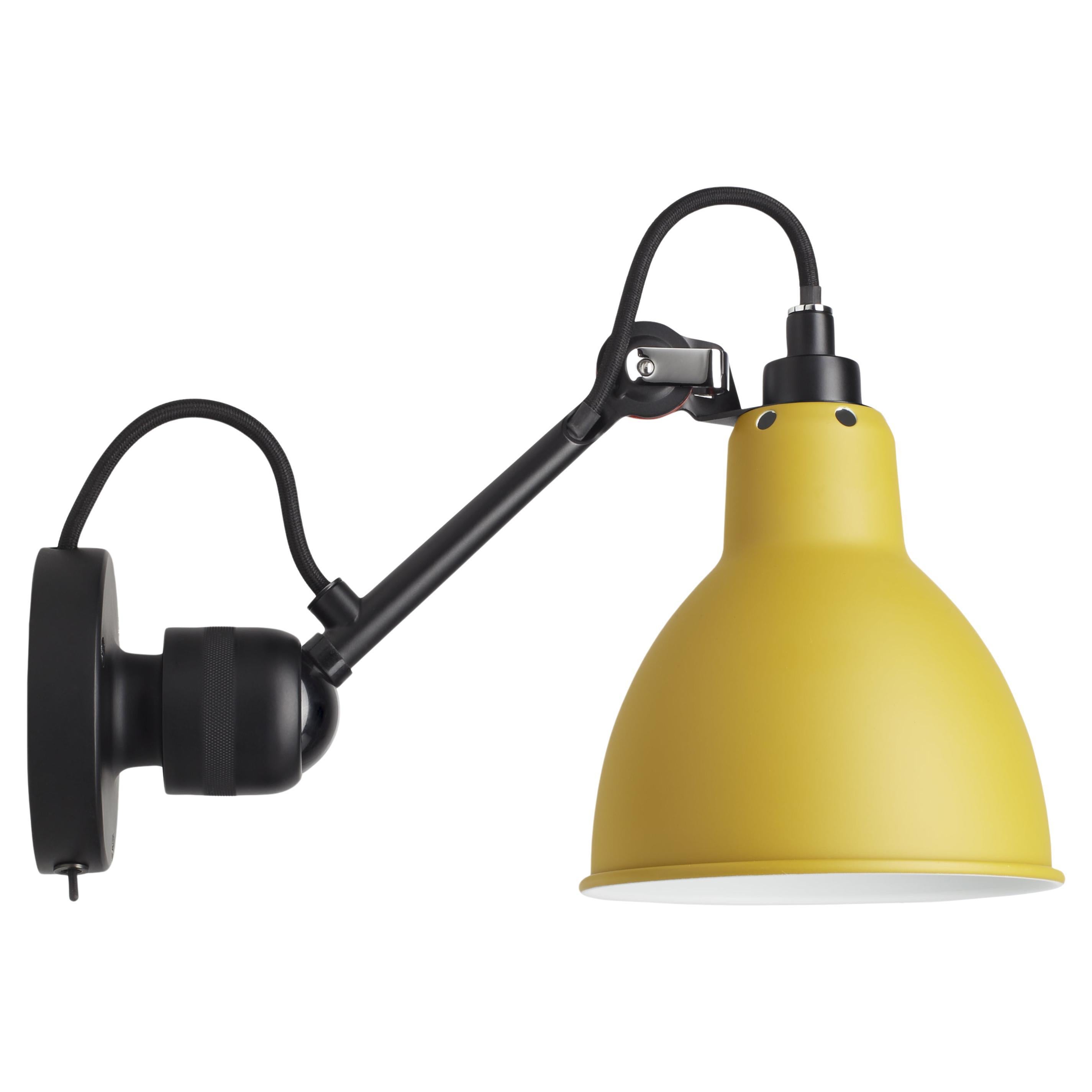 DCW Editions La Lampe Gras N°304 SW Wall Lamp in Black Arm and Yellow Shade For Sale