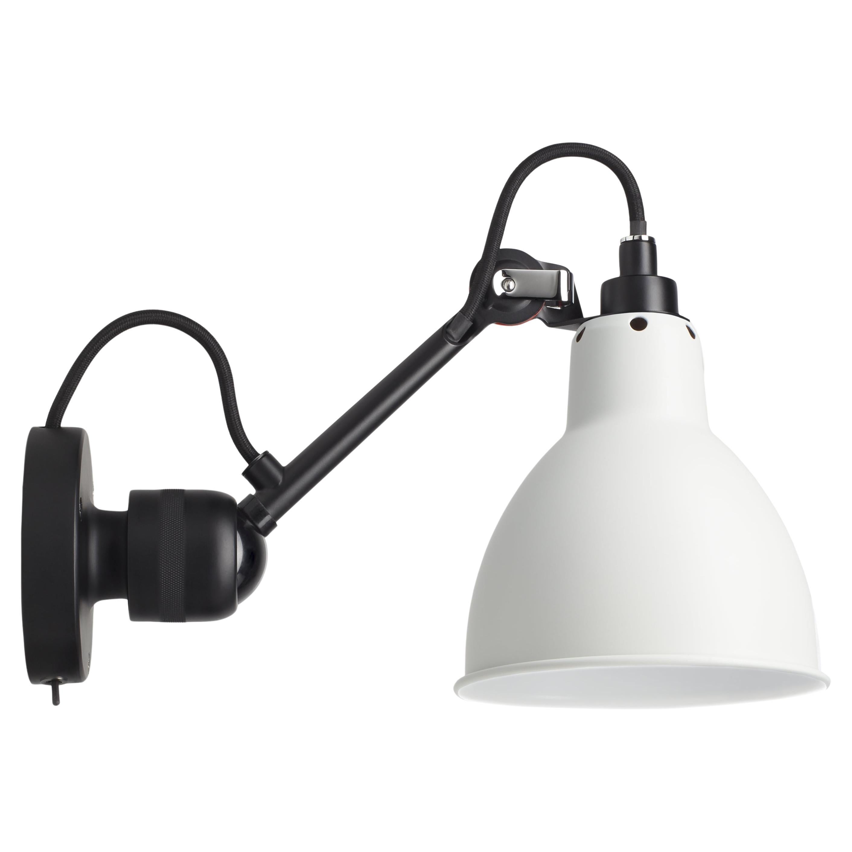 DCW Editions La Lampe Gras N°304 SW Wall Lamp in Black Arm and White Shade
