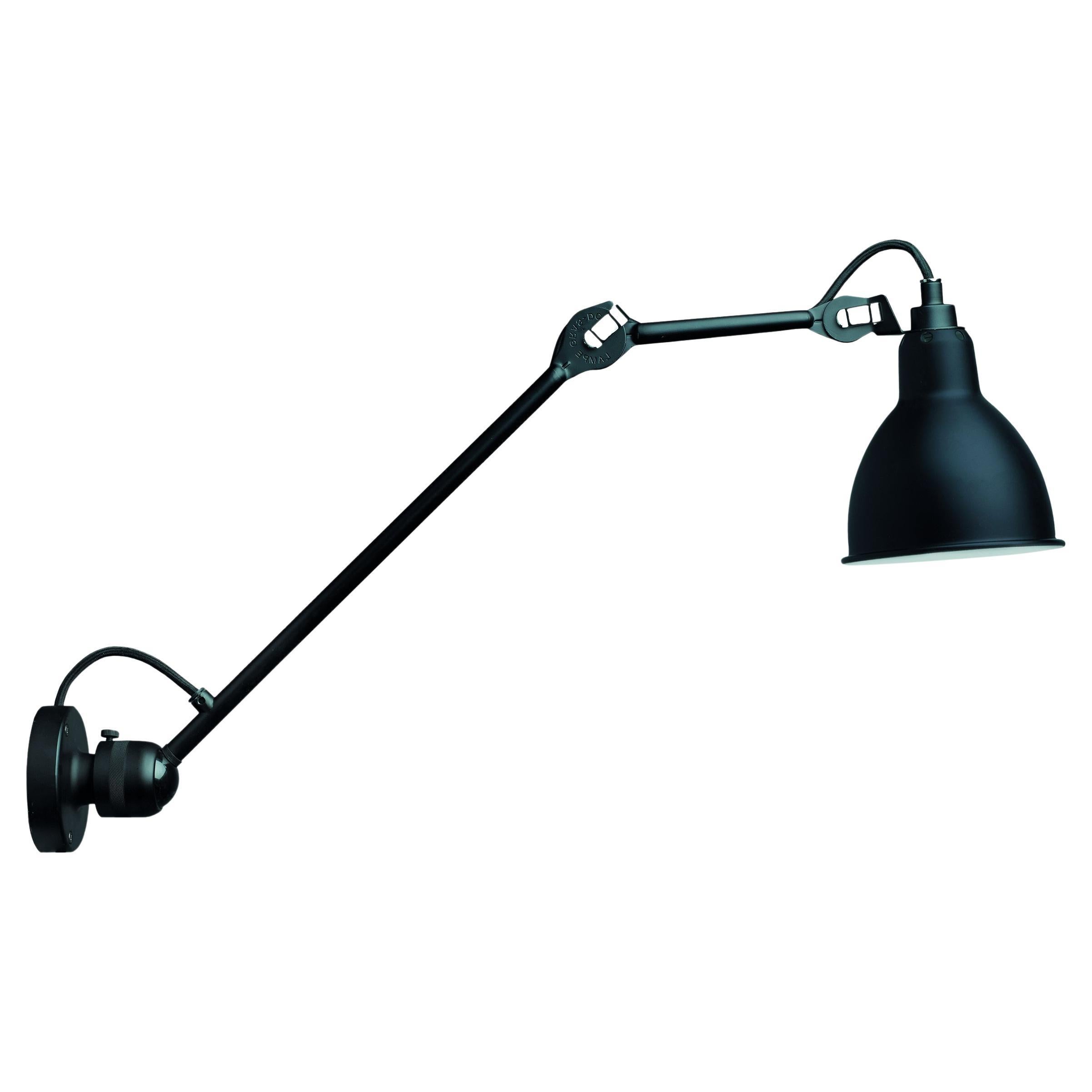 DCW Editions La Lampe Gras N°304 L40 Wandleuchte mit schwarzem Arm und schwarzem Lampenschirm