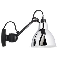 DCW Editions La Lampe Gras N°304 SW Wall Lamp in Black Arm and Chrome Shade