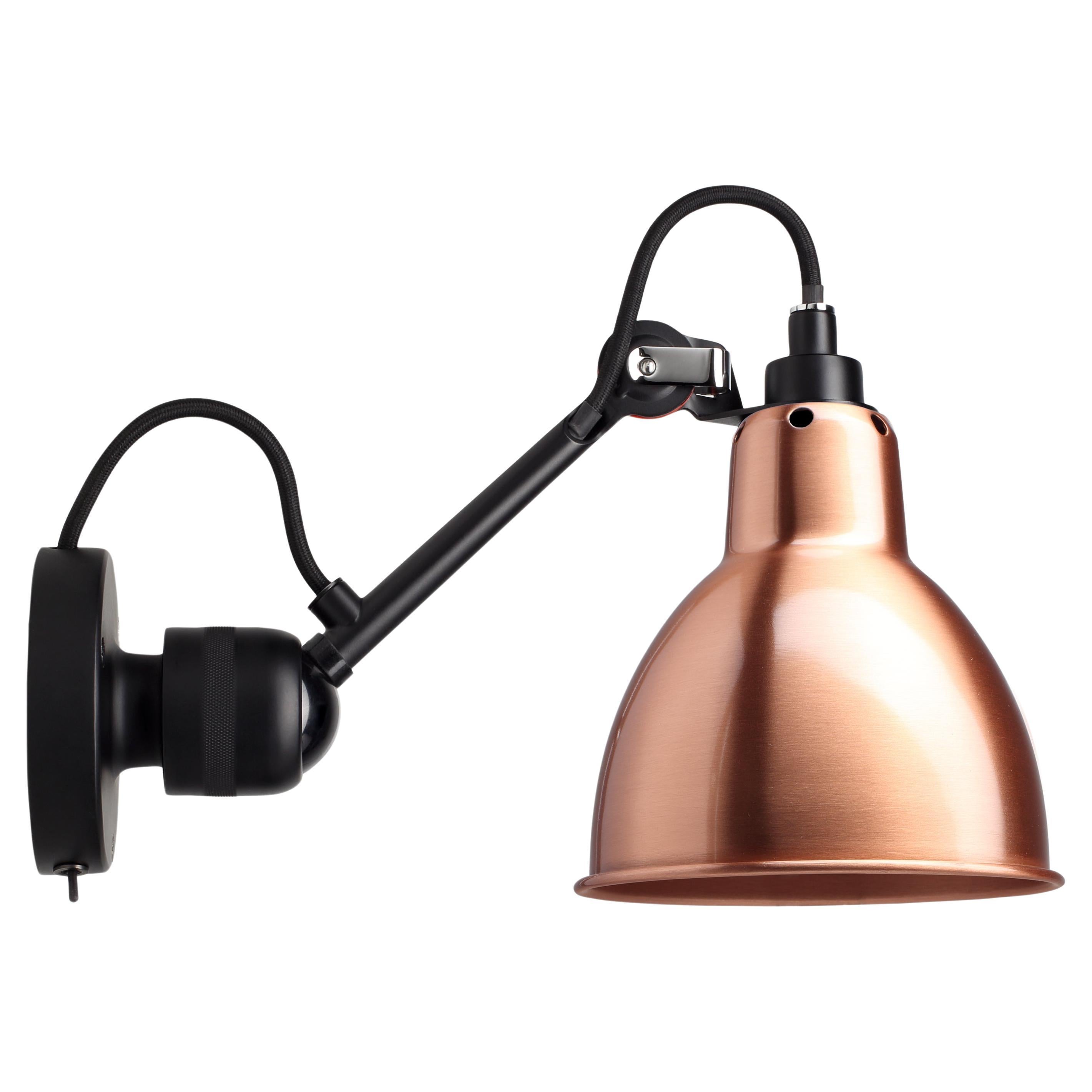DCW Editions La Lampe Gras N°304 SW Wall Lamp in Black Arm and Copper Shade For Sale